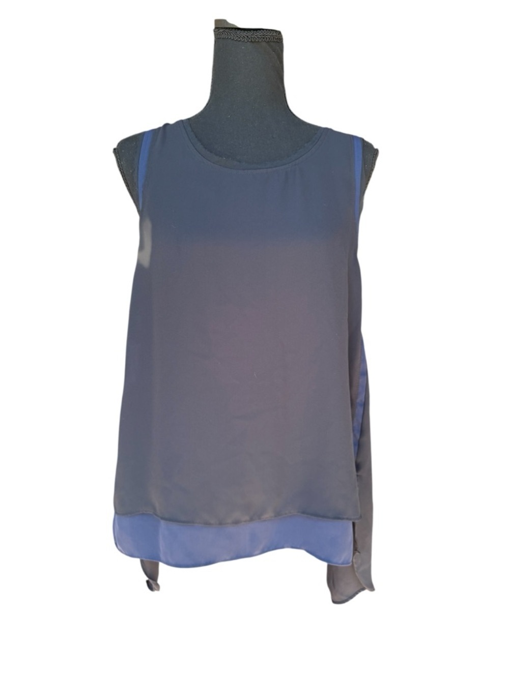 Vera Wang Sleeveless Layered Navy Blue Women's Top Size Large